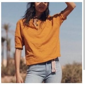 Madewell raw edge henley tee